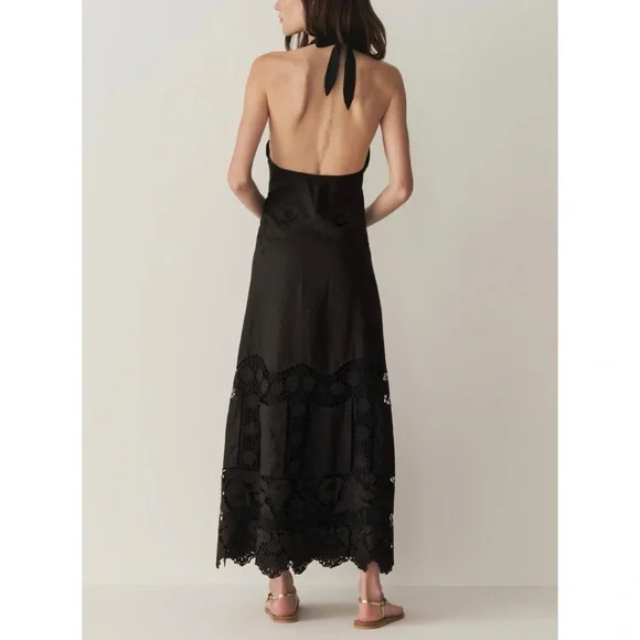 NWT DÔEN Heirloom Maxi Lace Black Mariza Linen Dress - Picture 5 of 8
